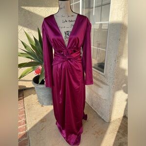 Elegant Magenta Satin Gown